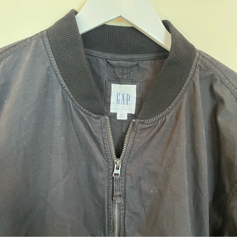 Gap Relaxed Tiptop Bomber Jacket Mens Xxl Black Cotton Zipper Pockets Chore